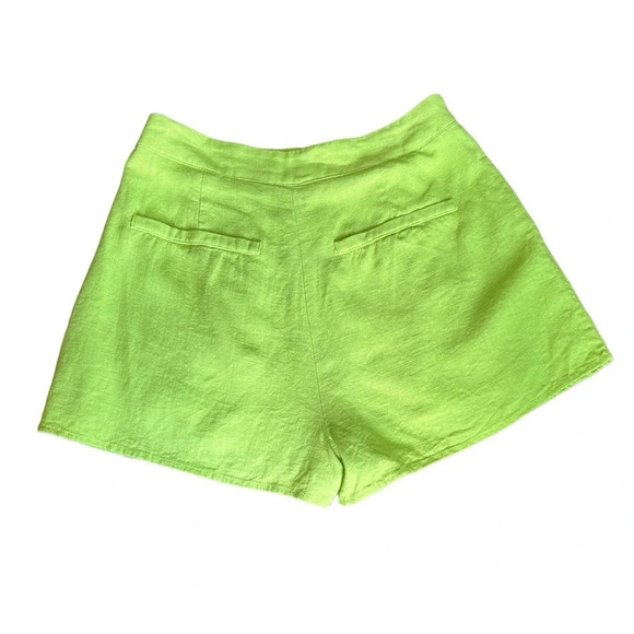 Lulus Perfectly Posted Lime Green Linen High-Waisted Shorts Size S NWT - Picture 3 of 7